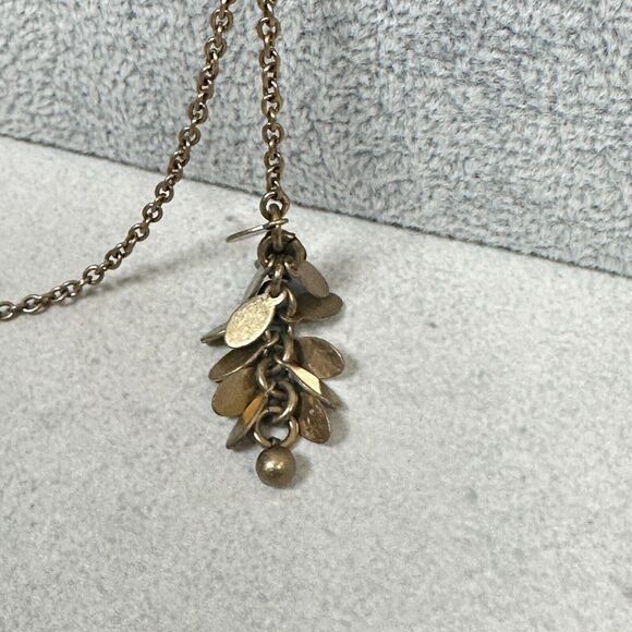 J. Crew Necklace Charm Fringe Tassel Green Crystal Gold Tone 40" Jewelry - Picture 4 of 8